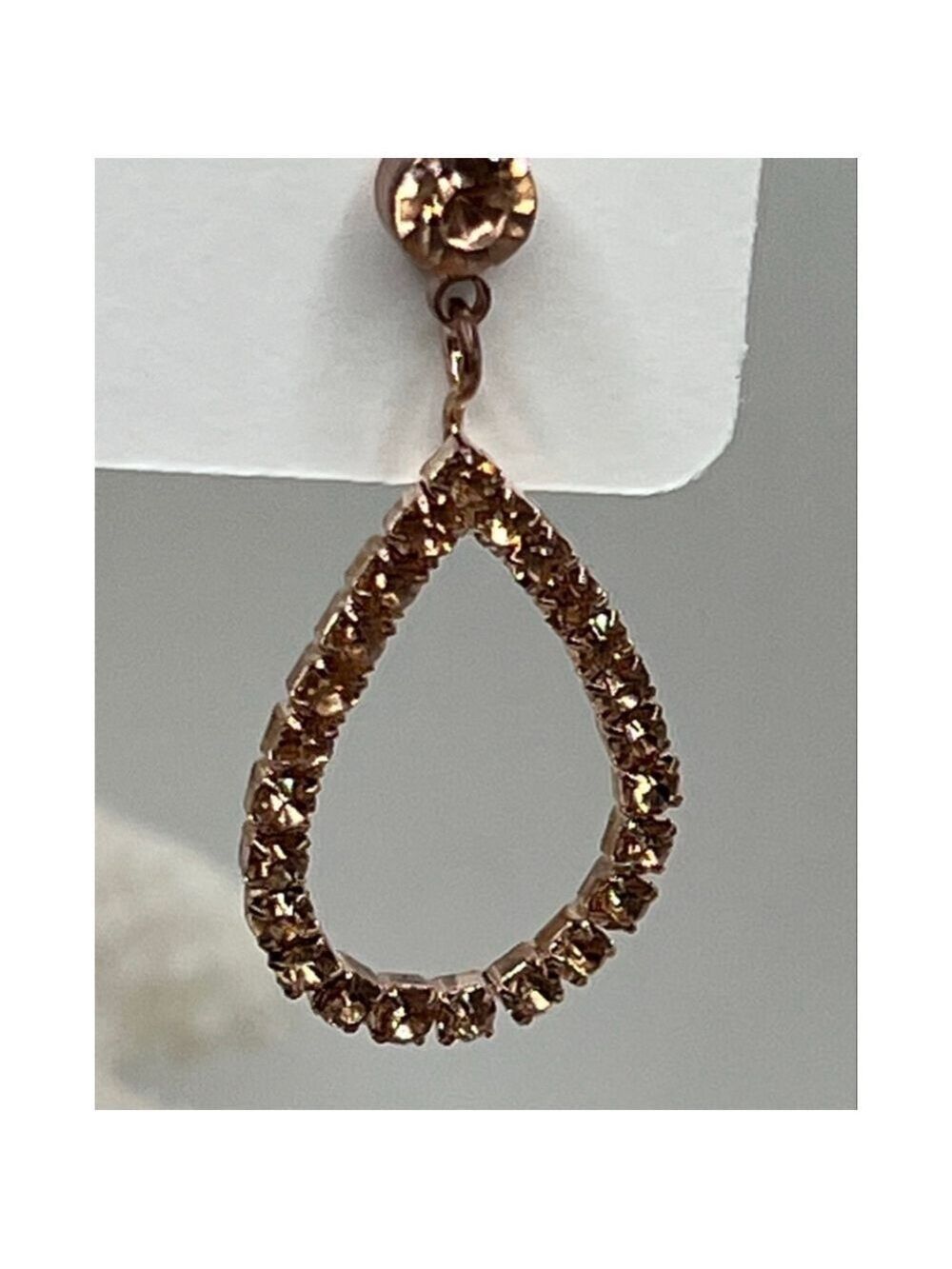 Baubles Tear Drop Rose Gold Champagne Austrian Crystal Earrings